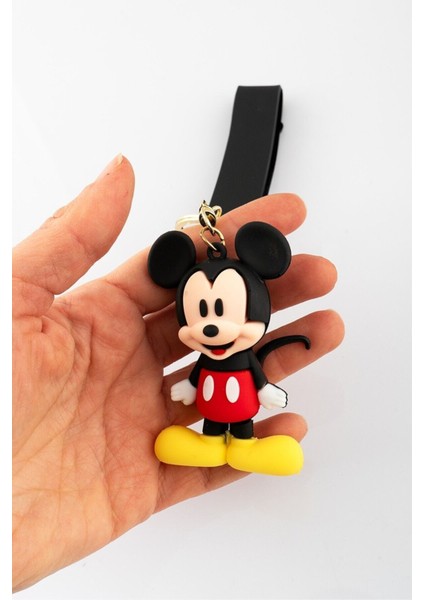 Lüx Kaliteli Sevimli Mickey Mouse Çift Anahtarlık ve Çanta Aksesuarı