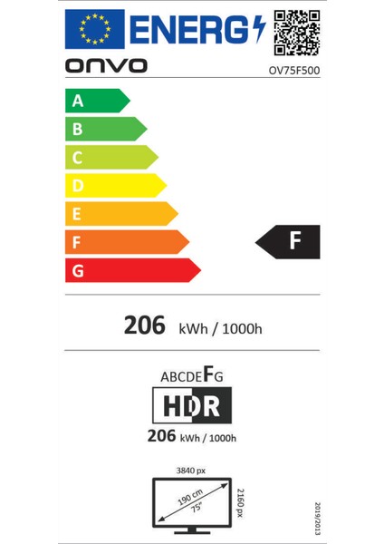 OV75F500 75" 190 Ekran Uydu Alıcılı 4K Ultra HD Smart LED TV