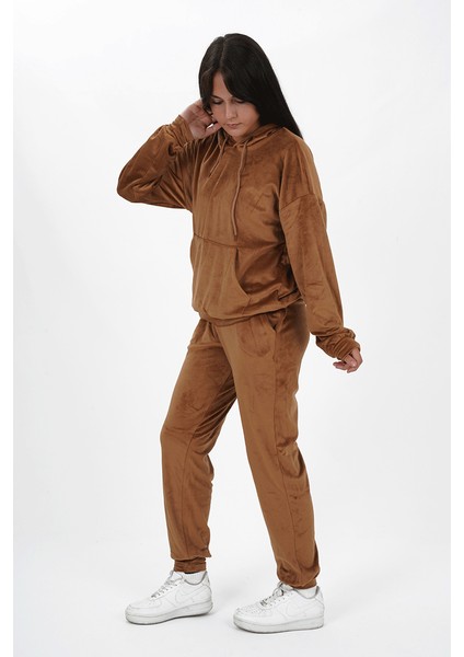 Kız Çocuk Kadife Kumaş Uzun Kol Kapüşonlu Eşofman Takımı fiyatları