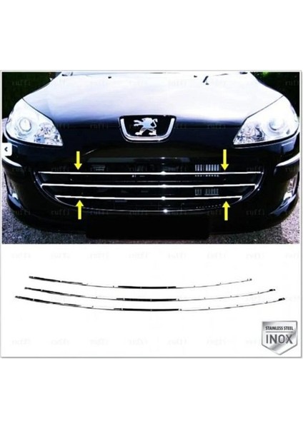 Peugeot 407 Krom Ön Panjur 3 Prç. 2004 Üzeri Paslanmaz Çelik