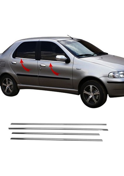 Fiat Albea Krom Cam Çıtası 4 Prç. 2002 Üzeri Paslanmaz Çelik Uyumlu