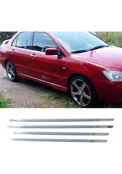 Mitsubishi Lancer Uyumlu Krom Cam Çıtası 4 Parça 2000-2007 Arası Paslanmaz Çelik