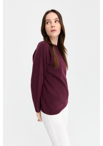 Kadın Sıfır Yaka Klasik Yün Kazak K.mürdüm fiyatları