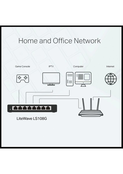 Tp-Lınk LS108G, Green Tech, 8 Port Gigabit, Yönetilemez, Masaüstü Switch