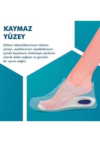 Jel Topuk Takviyeli, Metatarsal ve Ark Destekli Slikon Tabanlık,