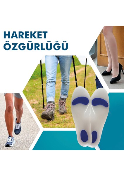 Jel Topuk Takviyeli, Metatarsal ve Ark Destekli Slikon Tabanlık,
