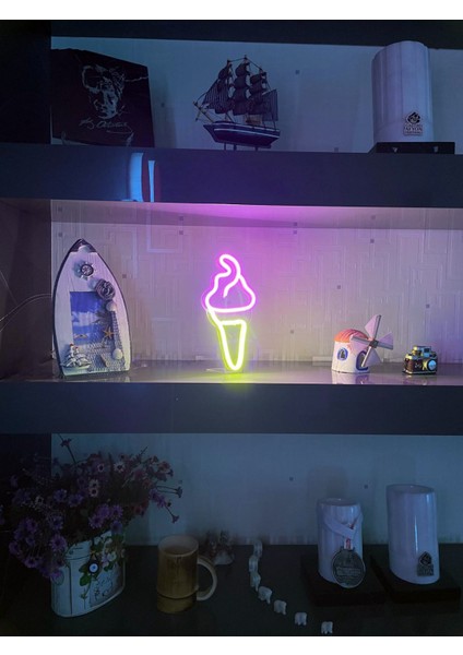 Gece Lambası Neon LED -Dondurma, Çift Renk-