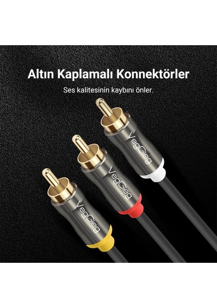 Veggieg 3 Rca To 3 Rca Ses ve Görüntü Kablosu 5 Metre