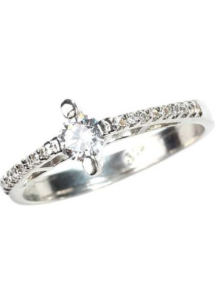 925 Ayar Gümüş 0,33 Ct Görünümlü Tektaş Yüzük fırsatları