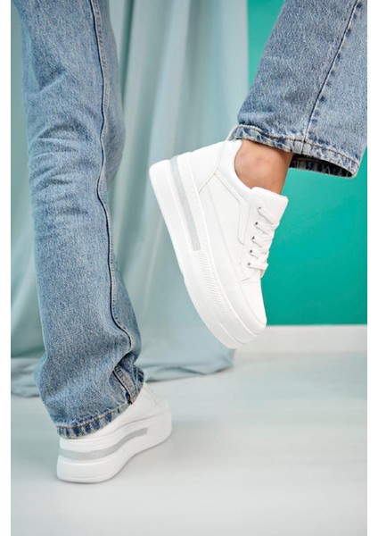 Zima Tabanı Taş Detaylı Kalın Taban Bağcıklı Kadın Sneaker fiyatları