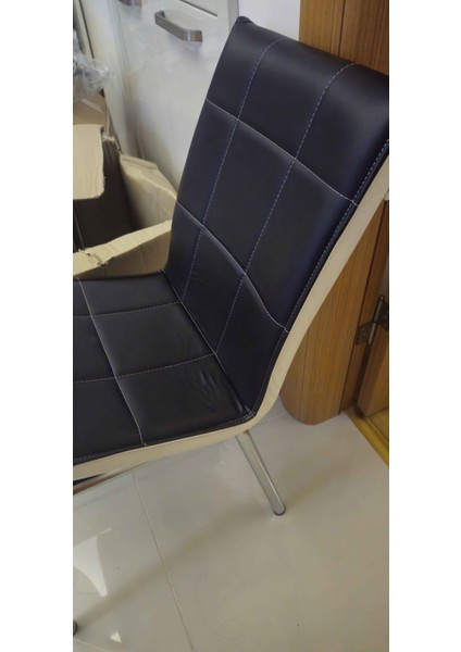 Paslanmaz Krom Ayaklı Balkon ve Mutfak Sandalyesi Siyah 6 Adet