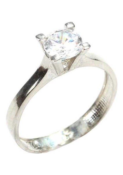 Gümüş 1 Ct Görünümlü Tektaş Yüzük fiyatları