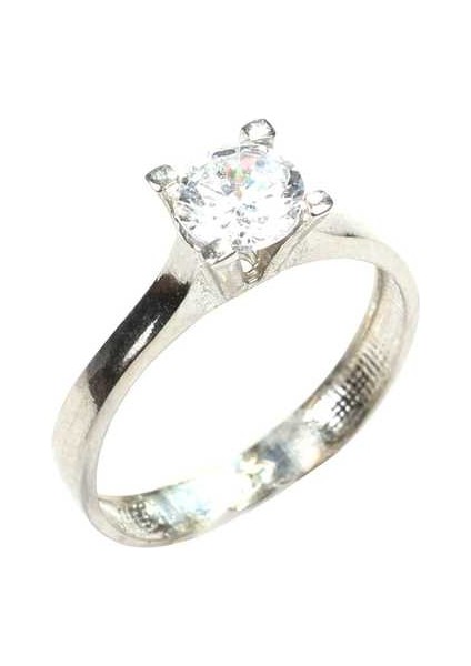 Gümüş 1 Ct Görünümlü Tektaş Yüzük modelleri