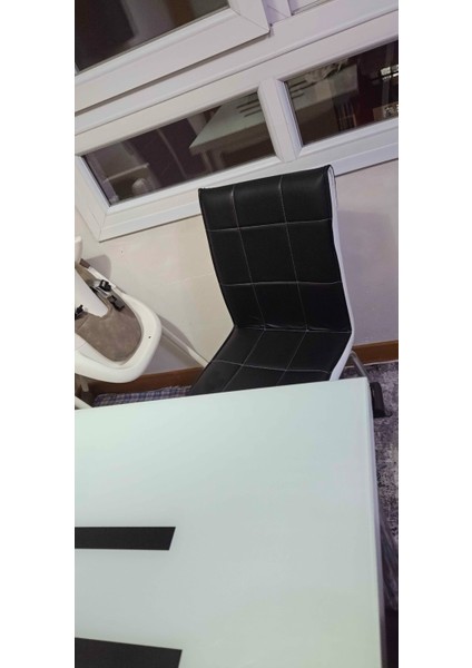 Paslanmaz Krom Ayaklı Balkon ve Mutfak Sandalyesi Siyah 6 Adet