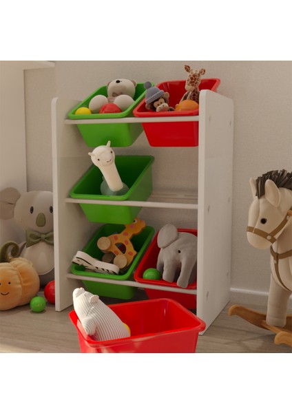 6 Sepetli Çok Amaçlı Oyuncak Dolabı Montessori Dolap modelleri