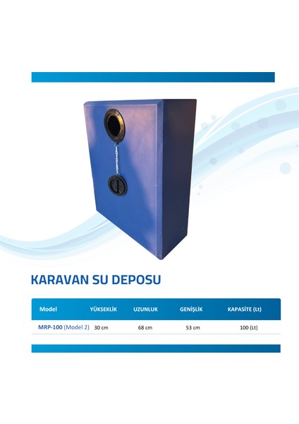 100 Litre Mavi Su Deposu Karavan Bidonu Model 2