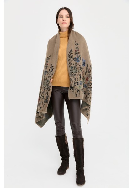 Kadın Triko Kenarları Kır Çiçeği Desenli Şal 10 fırsatları