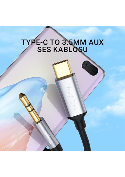 USB Type-C To 3.5mm Aux Hi-Fi Ses Kablosu 1 Metre