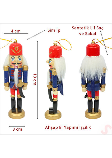 Süsle Bebek ve Parti Kurşun Asker, Ahşap Fındıkkıran 13CM - Kılıçlı Lacivert