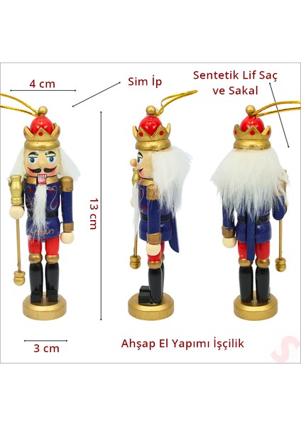 Süsle Bebek ve Parti Kurşun Asker, Ahşap Fındıkkıran 13CM - Mızraklı