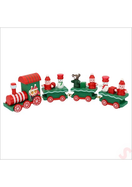 Yılbaşı Dekorasyonu, Ahşap Tren Seti - 22 cm