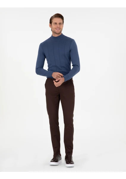 Pierre Cardin Erkek Koyu Kahverengi Slim Fit Kanvas Pantolon 50299517-VR084