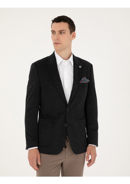 Erkek Antrasit Slim Fit Ceket 50296044-VR006