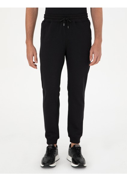 Erkek Siyah Slim Fit 3 İplik Paçası Lastikli Eşofman Altı 50299286-VR046 fiyatları