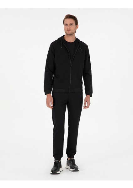 Erkek Siyah Slim Fit 3 İplik Paçası Lastikli Eşofman Altı 50299286-VR046 modelleri