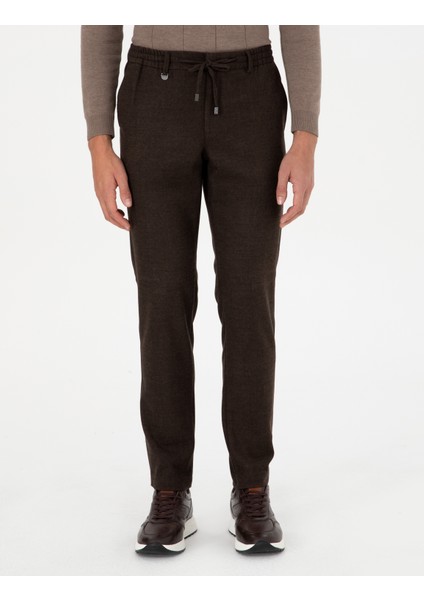 Erkek Kahverengi Ex. Slim Fit Kumaş Pantolon 50292939-Vr029