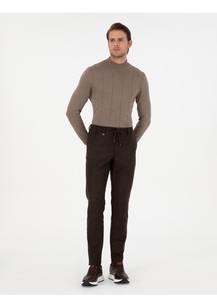 Erkek Kahverengi Ex. Slim Fit Kumaş Pantolon 50292939-Vr029