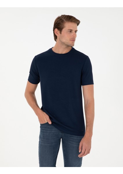 Erkek Lacivert Regular Fit Tişört 50292343-VR033
