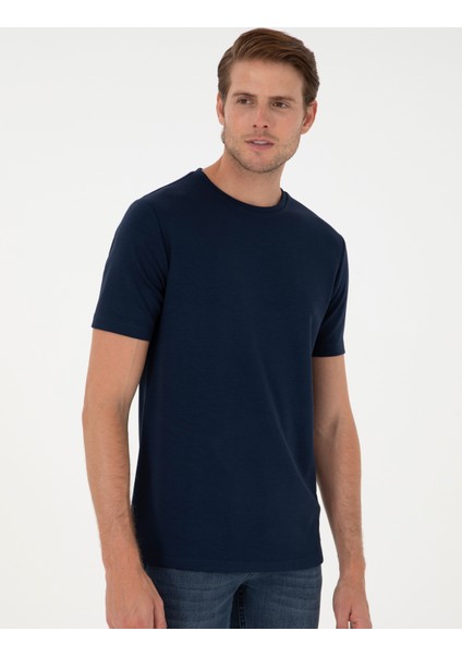 Erkek Lacivert Regular Fit Tişört 50292343-VR033