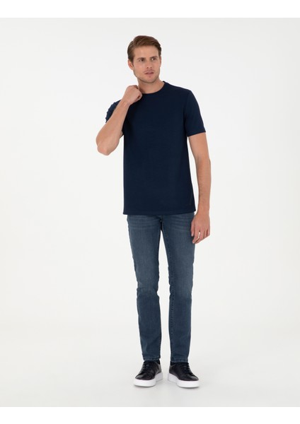 Erkek Lacivert Regular Fit Tişört 50292343-VR033
