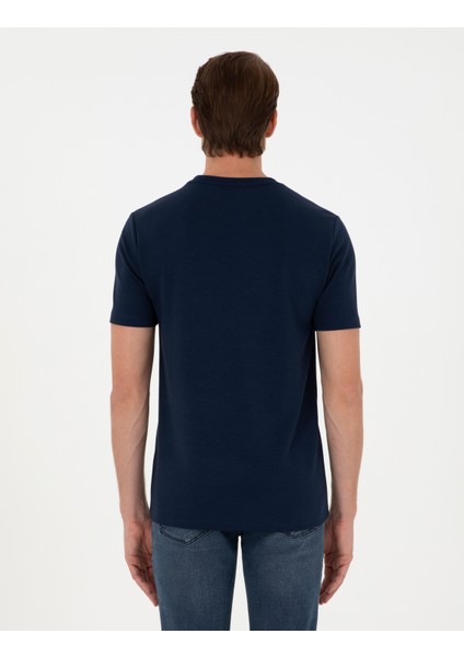 Erkek Lacivert Regular Fit Tişört 50292343-VR033