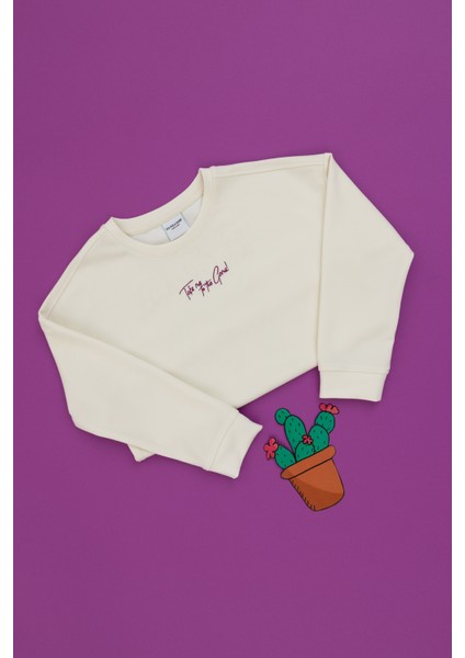 Kız Çocuk Krem Sweatshirt 50290704-VR071