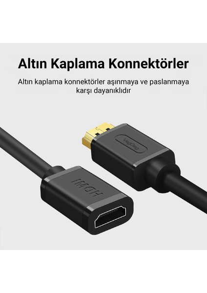 4K 60Hz Dişi Erkek HDMI 2.0 Uzatma Kablosu 2 Metre