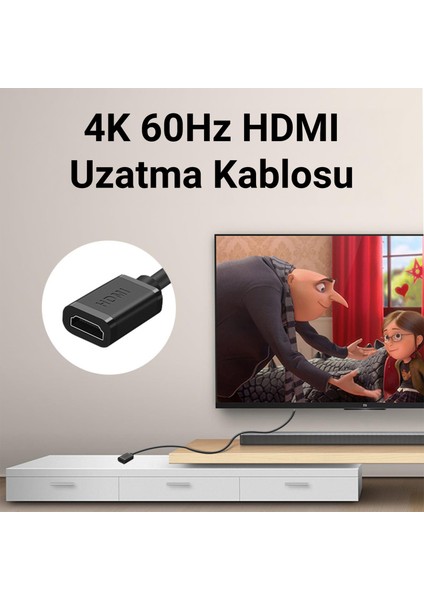 4K 60Hz Dişi Erkek HDMI 2.0 Uzatma Kablosu 2 Metre