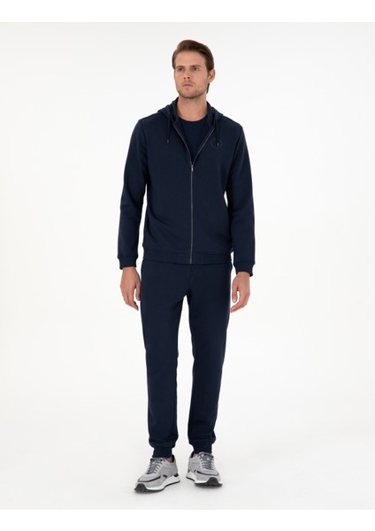 Erkek Lacivert Slim Fit 3 İplik Paçası Lastikli Eşofman Altı 50299286-VR033 modelleri