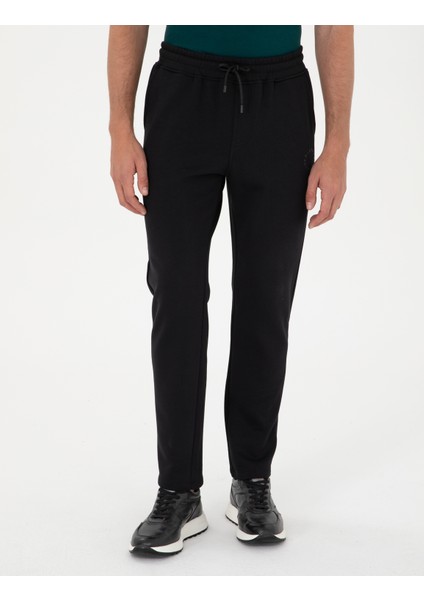 Erkek Siyah Slim Fit 3 İplik Düz Paça Eşofman Altı 50299304-VR046 fiyatları