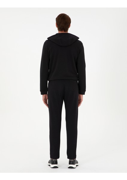 Erkek Siyah Slim Fit 3 İplik Düz Paça Eşofman Altı 50299304-VR046 fırsatları