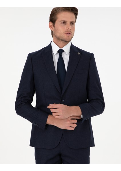 Erkek Lacivert Slim Fit Yün Takım Elbise 50291967-VR033 modelleri