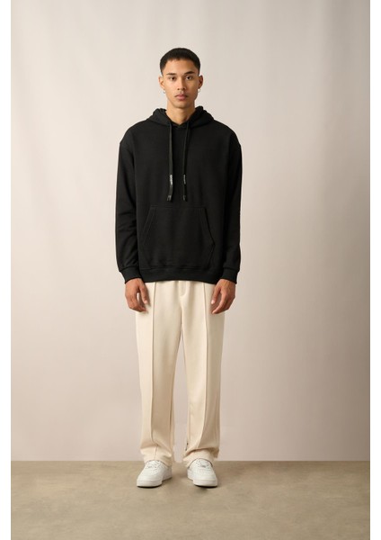 R-5841 Kapüşon Nakış Detaylı Üç Iplik Şardonlu Sweatshirt