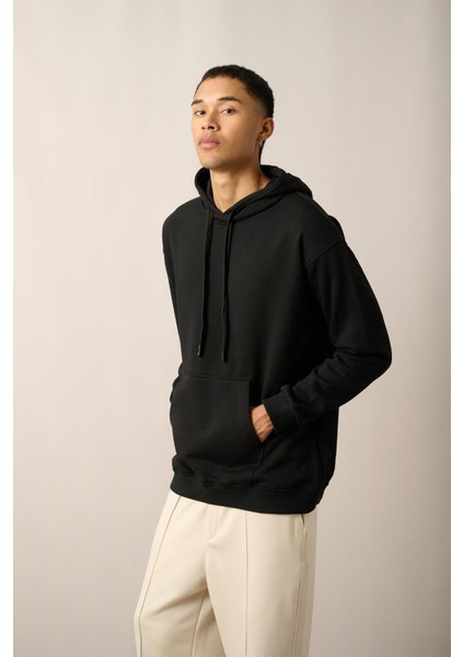 R-5841 Kapüşon Nakış Detaylı Üç Iplik Şardonlu Sweatshirt fırsatları