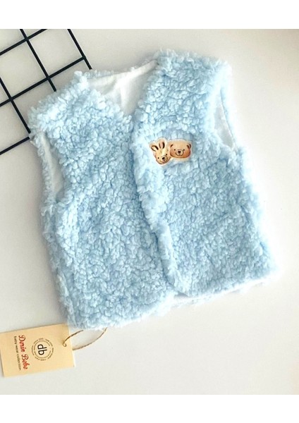 Neşeli Bebekler Ayıcık Nakışlı Içi Astarlı Dışı Welsoft Yelek Mavi fiyatları