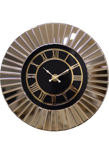 Venüs Ahşap Aynalı Duvar Saati Özel El Yapımı 80cm Bronz