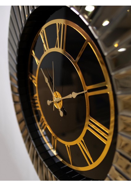 Venüs Ahşap Aynalı Duvar Saati Özel El Yapımı 80cm Bronz fırsatları