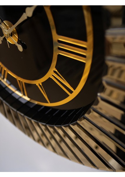 Venüs Ahşap Aynalı Duvar Saati Özel El Yapımı 80cm Bronz indirimleri