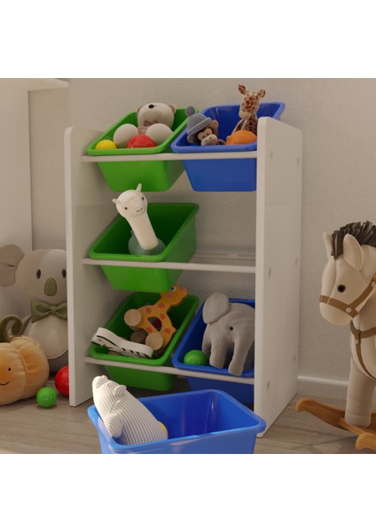 6 Sepetli Çok Amaçlı Oyuncak Dolabı Montessori Dolap