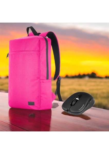 Mila PR-EK106 15,6'su Geçirmez Kumaş Fermuar Notebook Sırt Çantası+Kablosuz Mouse